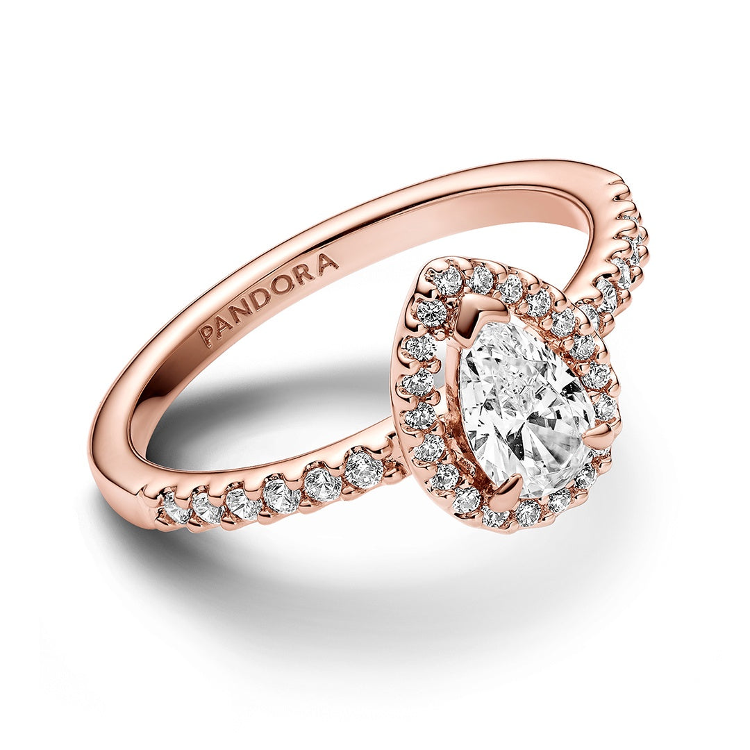 Sparkling Pear Halo Ring