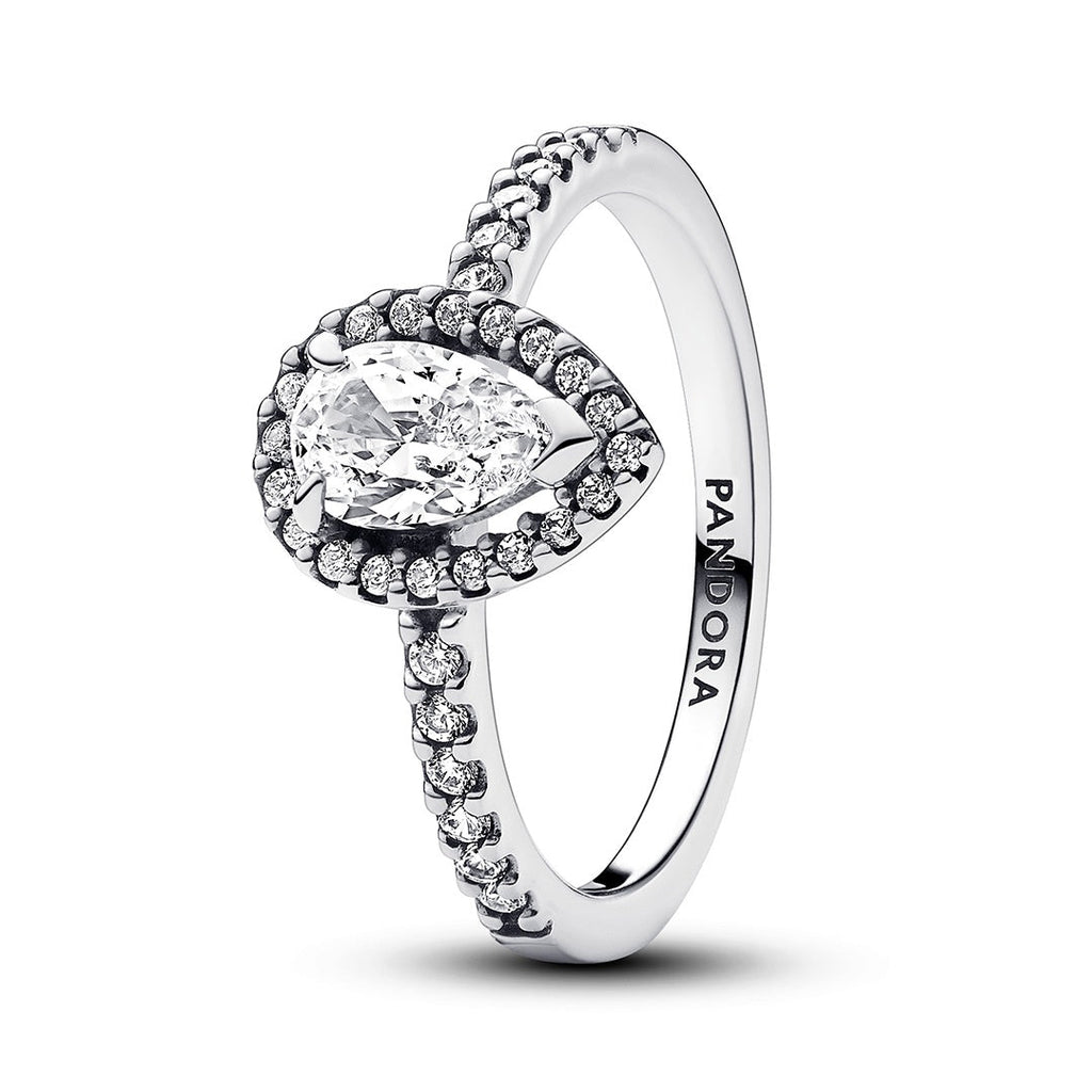 Sparkling Pear Halo Ring