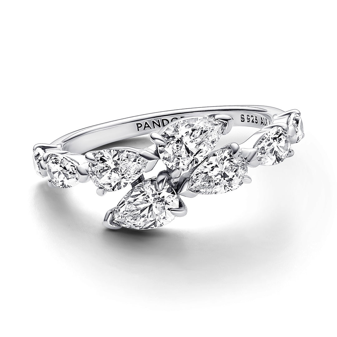 Sparkling Overlapping Band Ring
