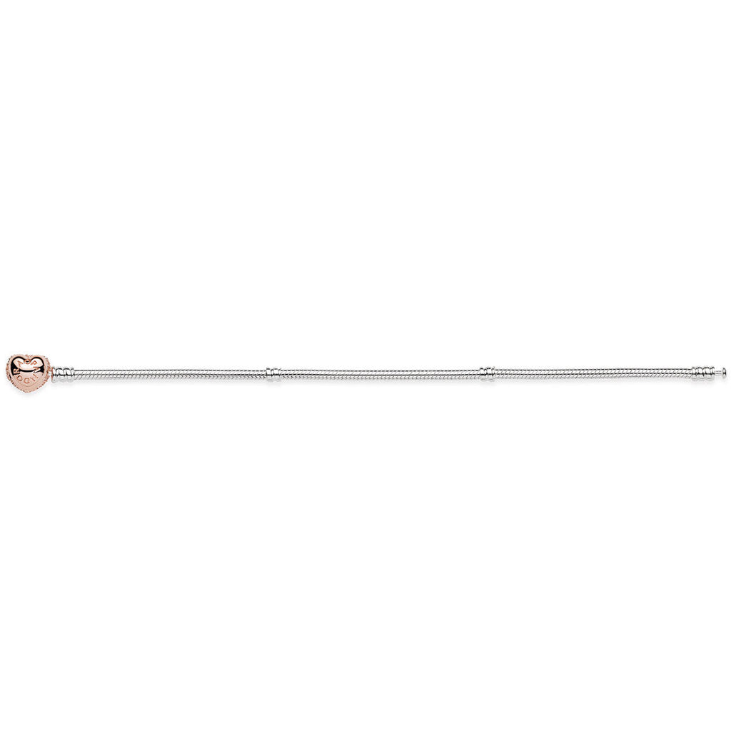 Pandora Moments Pavé Heart Clasp Snake Chain Bracelet